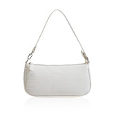 GVSAVY 1 vintage underarm bag, crocodile textured bag, PU leather shoulder bag, mini hand clutch (white)